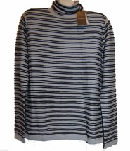 Emporio Armani Men&#39;s Gray Black Striped Wool Silk Sweater Size US 46 EU ... - $261.61