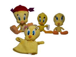 Lot of 4 Vintage Looney Tunes Tweety Bird Plushes &amp; Puppet, Yellow, With tags - £12.75 GBP