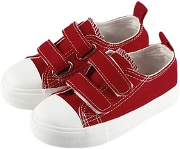 Toddler Boys&amp;Girls Low Top Canvas Adjustable Strap Sneakers (8 Narrow To... - $19.34