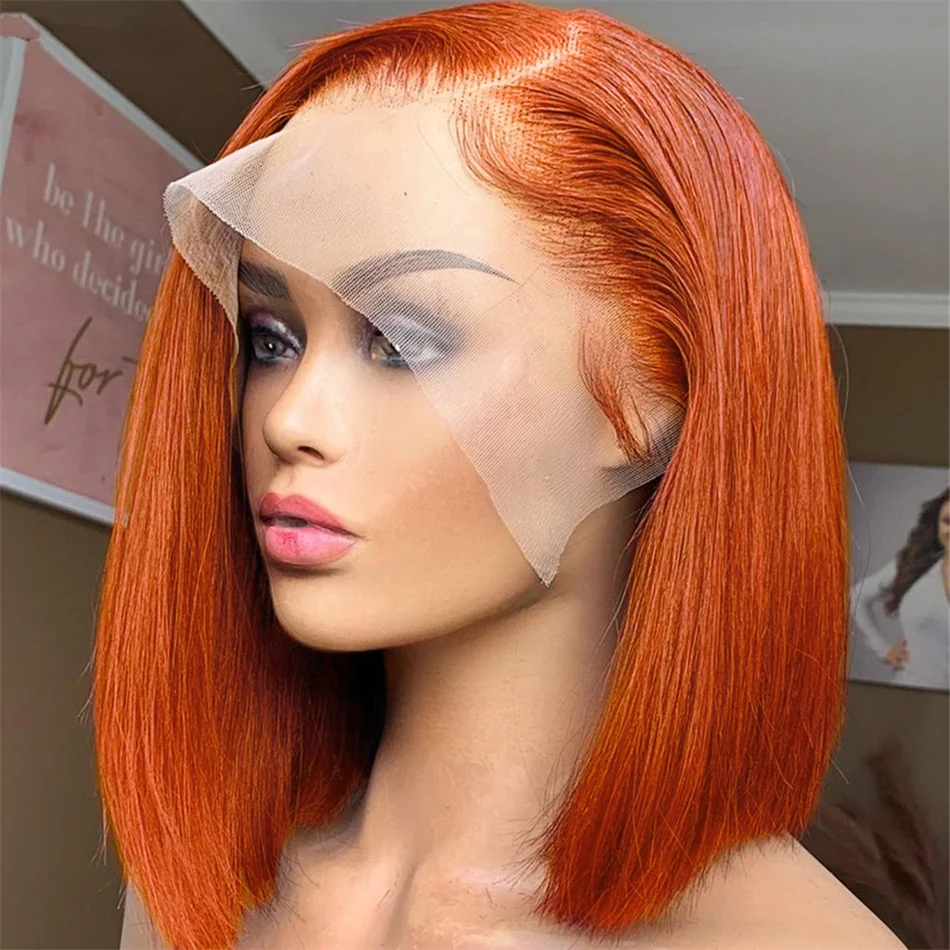Ginger Bob Lace Frontal Wig 13x4 Lace Frontal Wig Colored Human Hair Wigs La - £47.55 GBP+