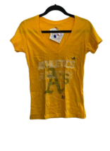 Majestic Mujer Oakland Athletics Pico de Manga Corta Camiseta, Amarillo, Mediano - £13.43 GBP
