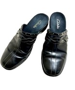 Clarks Black Leather Clogs Slides Mules Size 7.5 - £24.13 GBP