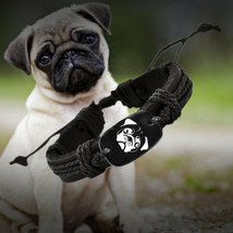 Love Pug Dog Black Vegan Leather Adjustable Bracelet Free Shipping USA Seller - £7.84 GBP