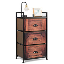 3 Drawer Fabric Dresser Storage Tower Nightstand Steel Frame Closet for Bedroom - £58.30 GBP