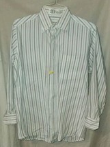 Rajas Fashions Mens Button Down Long Sleee Shirt Stripe White &amp; Red Blue - $14.99