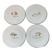 4 Pottery Barn Cheese Plates Brie Gouda Stilton Camembert Salad Cocktail... - $24.72