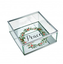 6&quot; Silver Glass Christmas Vanity Tray - $861.86 MXN