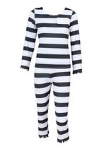 ZYHCOS Cosplay Costumes Black White Striped Prisoner Uniform Halloween Jumpsuit  - £47.24 GBP