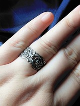 Art nouveau Ring 835 Silver floral antique ring - £35.38 GBP