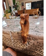 Vintage Hand Carved Wood Elephant Shelf Sitter Made in Kenya 8.5&quot; - $17.37