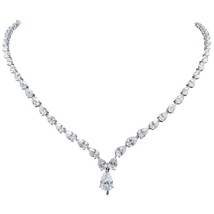 20Ct Pear Cut Cz Diamond 18 Inch Women&#39;s Necklace 14k White Gold Over - £274.95 GBP