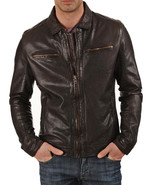 Mens Leather Jacket Stylish Genuine Lambskin Motorcycle Bomber Biker Jac... - $117.50