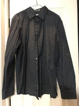 CK Mens Size L 100% Cotton Shirt Long Sleeve Striped Black - £13.76 GBP