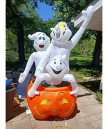 Gemmy 3 Ghosts On A Jack O Lantern Halloween 8 Ft Tall Airblown Inflatab... - $90.00