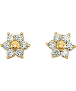 14K Yellow Gold Youth Cubic Zirconia Cluster Earrings - $240.70 CAD