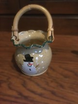 Vintage Snowman Ceramic Basket Three Rivers Pottery 1998 - £11.54 GBP