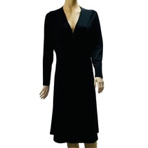 INC Women&#39;s Dress Black Stretch Poly Jersey Knit Surplice Bodice Midi Si... - $26.99