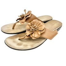 Croft &amp; Barrow Womens Sandals 9.5 Medium Tan Flower Summer - $14.85