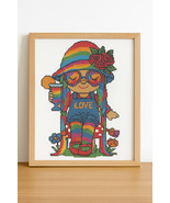 Rainbow Hippie Gnome Cross Stitch Pattern | PDF Embroidery Chart with Dr... - $4.99