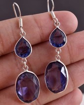 Handcrafted 925 Silver Amethyst Oval Shape silver/Gold/Rose Plated Earrings - £28.14 GBP+