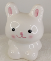Cute White &amp;Pink ceramic Bunny Bank 5&quot;x4&quot; - $15.54