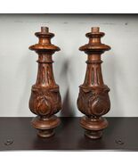 Pair of Antique French Walnut Hand-Carved Columns Finials / spindles / p... - $220.00