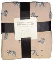 Soma + Chico&#39;s Women&#39;s Cool Night Pink Gray Leopard Long Sleeve Pajama Set XS - £38.67 GBP