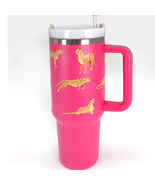 Hot Pink Gold Cheetah Print 40 oz Stainless Steel Insulated Tumbler - £29.51 GBP