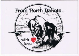 Postcard From North Dakota With Love Bison Buffalo - £2.18 GBP