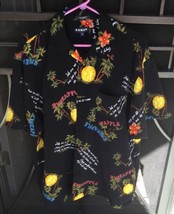 Koman Sport Men’s Short Sleeve Shirt Palms Pineapple Aloha Resort Black Sz. L - £20.13 GBP