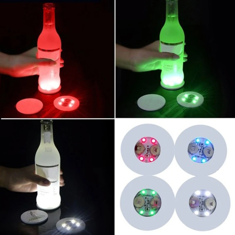 Play 10/1pcs Bottle Stickers Coasters Lights Battery Powered LED Party Drink Cup - £23.37 GBP
