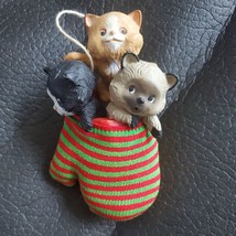 Vintage Hallmark Three Kittens in a Mitten Ornament Christmas Cat 1984 Adorable - £14.85 GBP