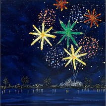 Celebrate 2 - Fireworks Acrylic Painting by Deb Bossert Artworks - 8&quot; x 8&quot; - £55.41 GBP