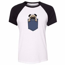Cute Pug Dog in My Pocket Design Womens Girls Graphic Tee Shirt T-Shirts Tops - £13.88 GBP