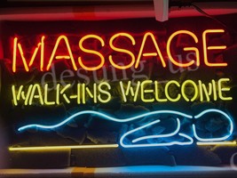 New Massage Walk Ins Welcome Therapy Neon Sign 24&quot;x20&quot; Ship  - £199.83 GBP