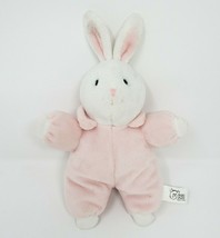 9&quot; Vintage 1998 Rbi Pink &amp; White Bunny Rabbit Stuffed Animal Plush Toy Rattle - £36.63 GBP