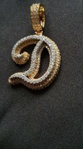 2.00 Ct Round Simulated Diamond 14k Yellow Gold Plated Customized Letter Pendant - £80.21 GBP
