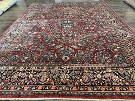 1920s Oriental Rug 9x12 Red High Quality Antique Wool Carpet Allover Floral Nice - £2,759.59 GBP