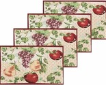 Set of 4 Same Tapestry Kitchen Placemats, 13&quot;x19&quot; FRUITS,PEARS,APPLES,GR... - £15.81 GBP