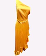 Marigold David's Bridal One Shoulder Dress With Ruffle Hem &amp; Tie Waist S... - $40.73