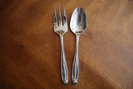Lot Serving Spoon Fork Oneida Alexandria 18/0 China Stainless Glossy Fla... - $177.59 MXN