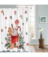 Christmas Gingerbread Man Shower Curtain Waterproof 72x72 Xmas Holiday D... - €28,37 EUR
