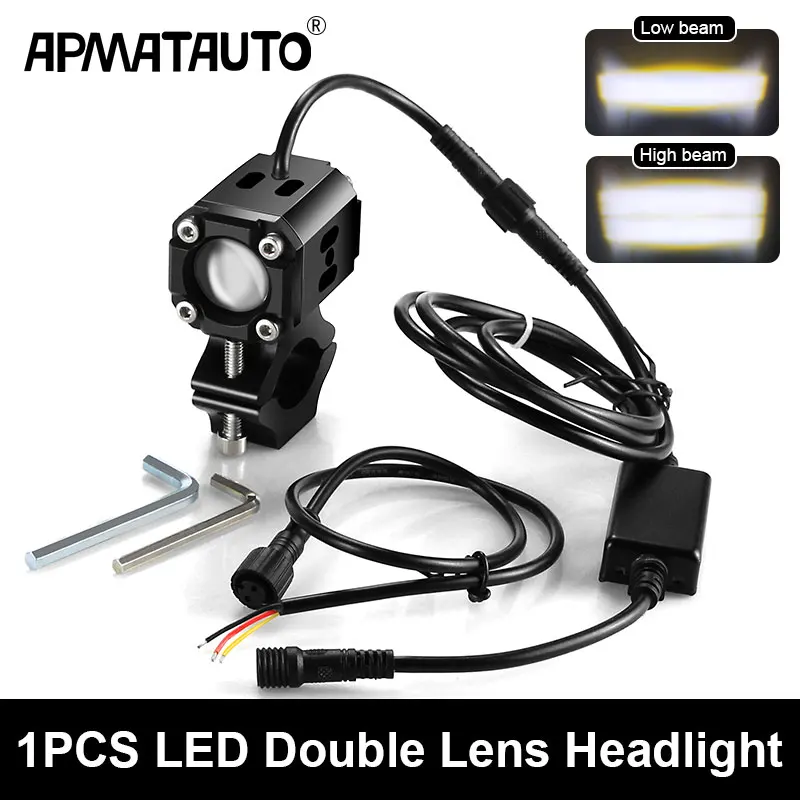 X6A LED Lens Double Hi/Low Headlights Motorcycle 8000lm 70W Spot Driving Fog Lam - £169.19 GBP