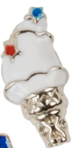 Origami Owl Charm Holiday (New) White Ice Cream Cone - W/RED & Blue Swar Crystal - £7.73 GBP