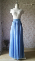BLUE Maxi Tulle Skirt Outfit Women Custom Plus Size Tulle Skirts for Wedding image 1