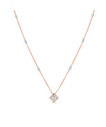 Princess 0.59ct Natural Diamonds Pendant Necklace 18K Solid Rose Gold G VS2 - £1,633.39 GBP