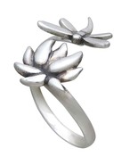 Sterling Silver Adjustable Dragonfly and Lotus Ring - $33.38