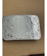 Vintage Nickel Belt Buckle Ornate Floral Pattern - $171.51 MXN