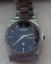 Vintage Citizen Two-Tone Watch Black Dial DAY DATE 6101-915054KT GN-4W-S - £22.37 GBP