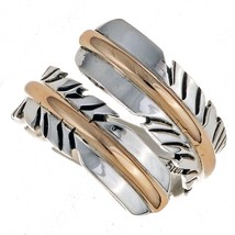 Navajo Made Classic Feather Wrap Ring Sterling Silver 12KGF Womens Ladies s6-9 - £54.94 GBP